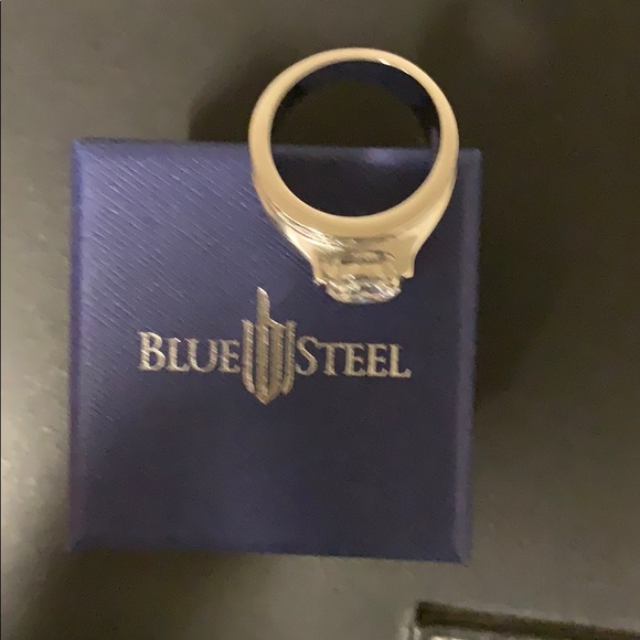 Men’s Blue Steel CZ ring - Picture 2 of 4